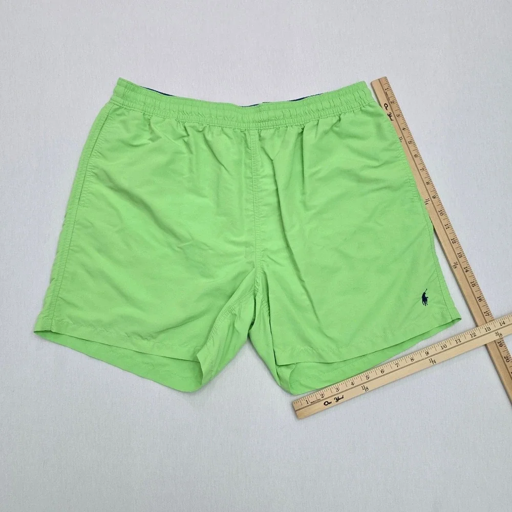 Polo Ralph Lauren Mens Swim Trunks XXL Lime Green Nylon Mesh Lined Pony Logo